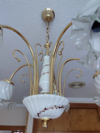 Lámpara de techo porcelana y cristal