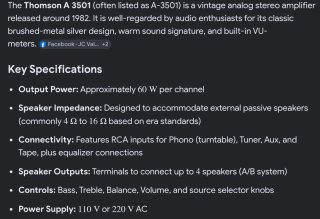 Thomson A-3501 Amplificador Hi-Fi y Tuner S-3501