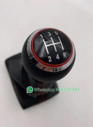 POMO CAMBIO 5 MARCHAS AUDI A3 COSTURA AZUL Y ROJO