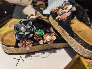 Sandalias verano flores Shabby mujer