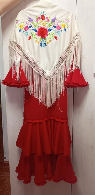 Vestido Flamenca Flores Rojas