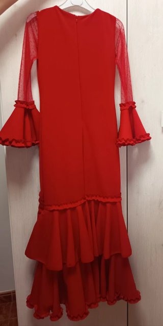 Vestido Flamenca Flores Rojas