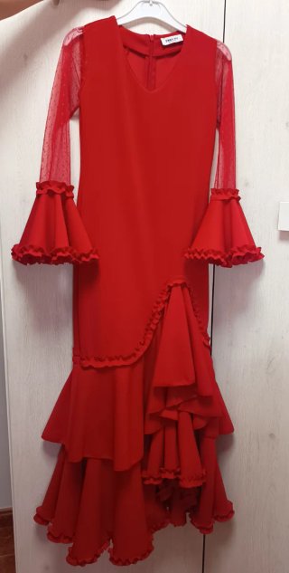 Vestido Flamenca Flores Rojas