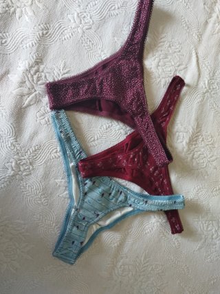 Braguitas Tanga Mujer (Azul y Granate)