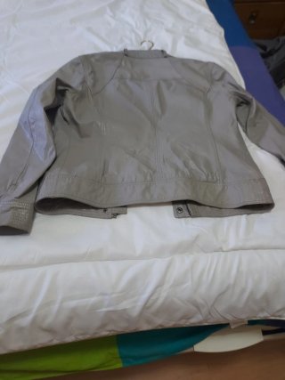 Chaqueta Biker Cuero Gris