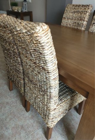 4 Sillas Ratán y Madera