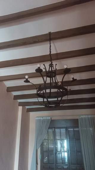 Lámpara colgante grande metal y madera