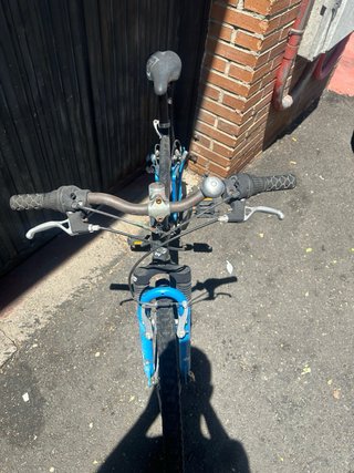 Bicicleta infantil negra y azul