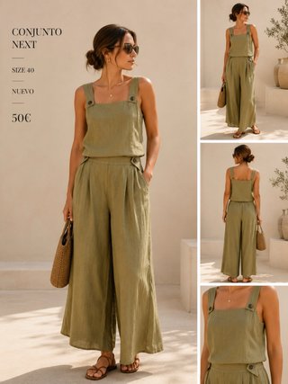 Conjunto lino verde Next talla 40