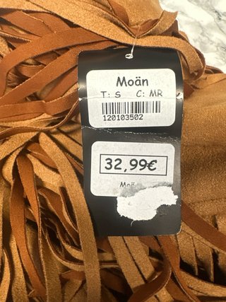 Falda antelina camel con flecos Talla S