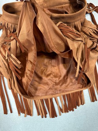 Falda antelina camel con flecos Talla S