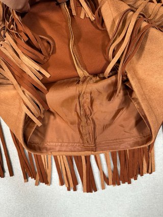 Falda antelina camel con flecos Talla S