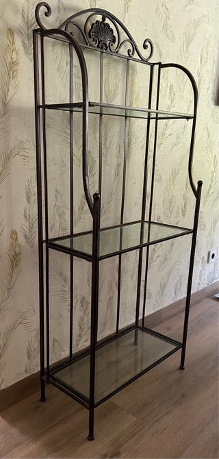 Estantería de hierro con 3 baldas de cristal