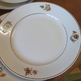 10 Platos La Cartuja Florales Dorados
