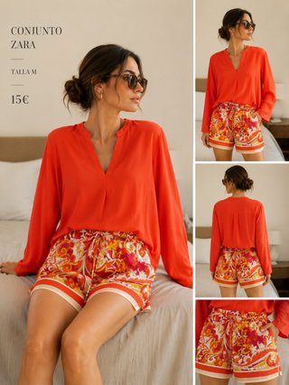Conjunto Zara estampado verano Talla M