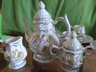 Juego de café vintage porcelana oro