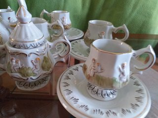 Juego de café vintage porcelana oro