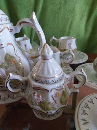 Juego de café vintage porcelana oro