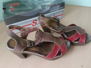 Sandalias piel talla 36  Cuero+Rojo