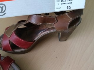 Sandalias piel talla 36  Cuero+Rojo