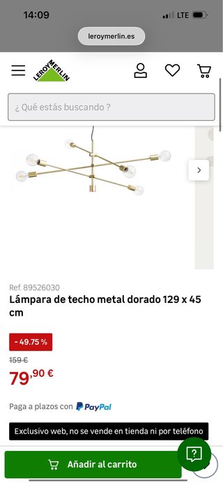 Lámpara de techo moderna brazos dorados
