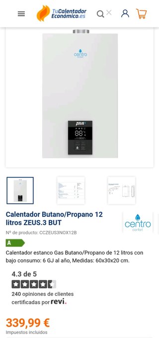 Calentador Estanco Centro ZEUS3 Butano