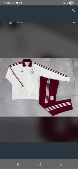 Chándal España Adidas Blanco y Rojo Talla l
