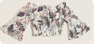 Top crop boho estampado tropical