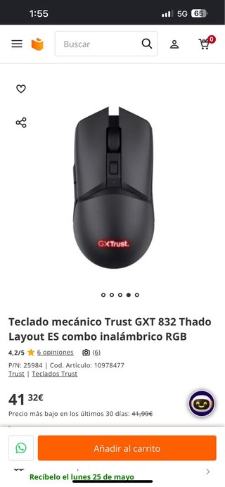 Teclado y Ratón Trust GXT 832 RGB
