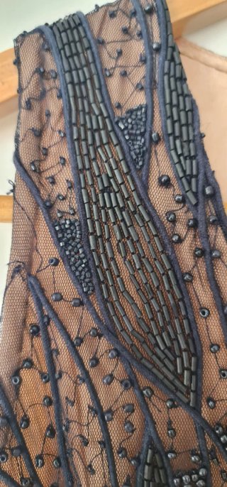 Vestido Tintoretto fiesta azul marino con pedrería