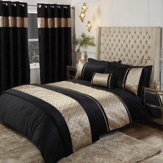 Rapport Home funda nórdica terciopelo negro dorado