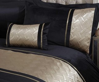 Rapport Home funda nórdica terciopelo negro dorado