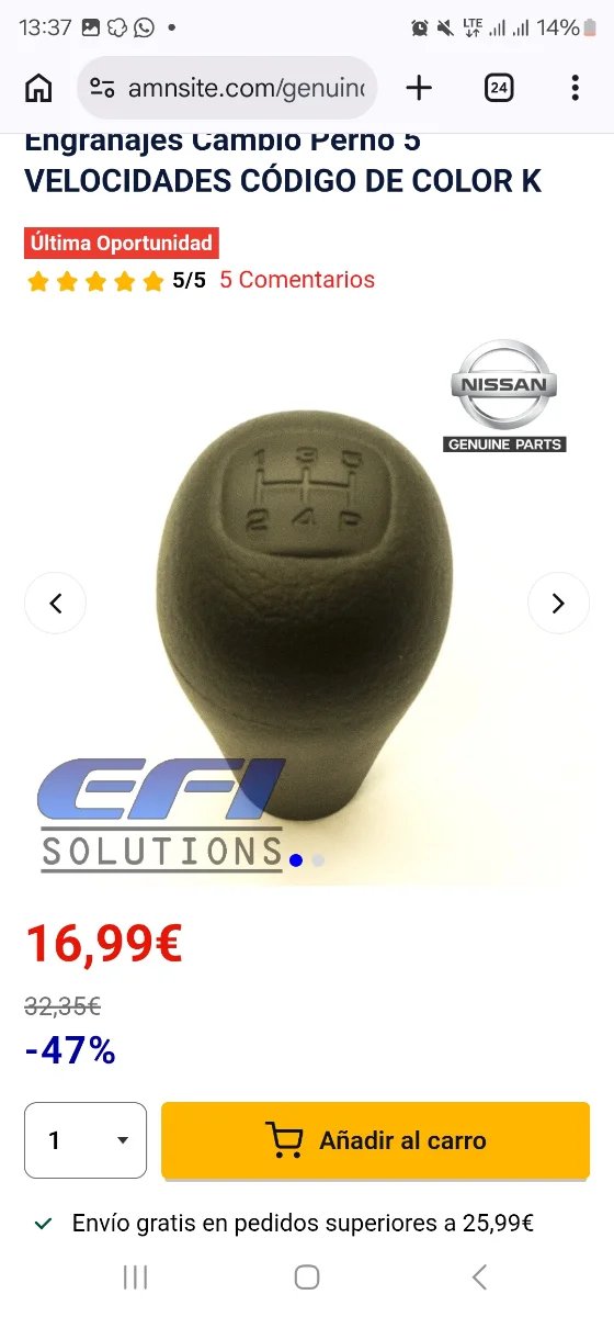 Pomo Palanca Cambios Nissan Patrol GR Y60/Y61