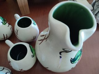 Juego Cerámica Vintage Jarra y Tazas
