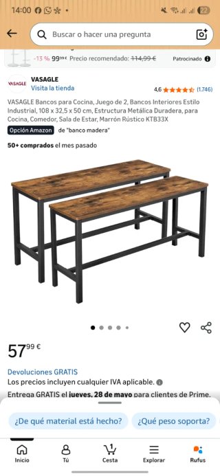 Bancos de madera y metal