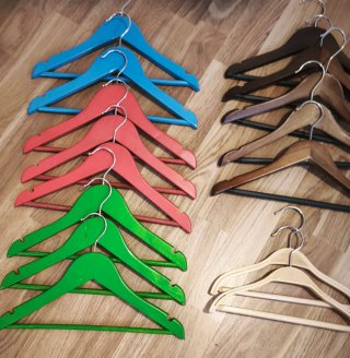 Lote Perchas Madera Infantiles Varias Colores