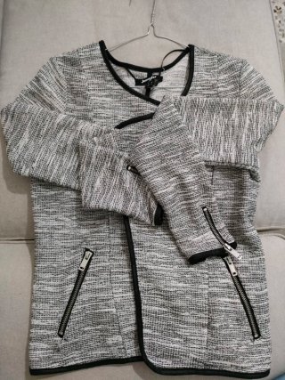Blazer Jennifer Donna Bianco/Nero Zip Argento
