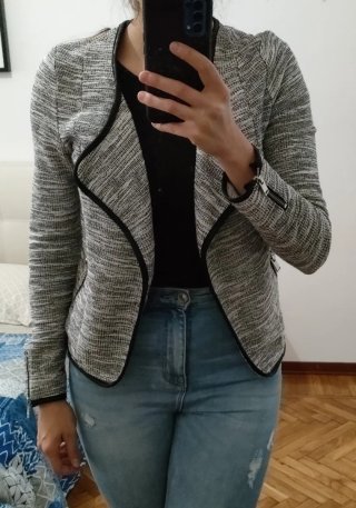 Blazer Jennifer Donna Bianco/Nero Zip Argento