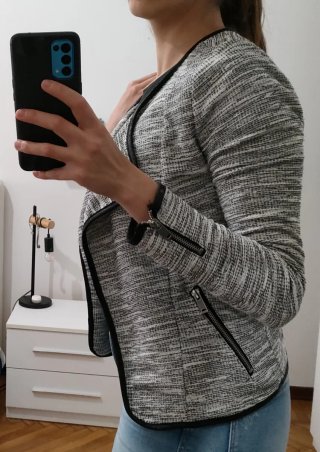 Blazer Jennifer Donna Bianco/Nero Zip Argento