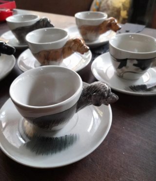 Set 6 Tazzine Caffè con Manico Cane