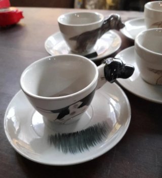 Set 6 Tazzine Caffè con Manico Cane
