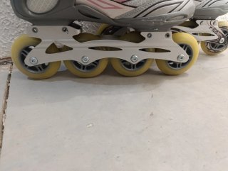 Patines Fila plateados y rosas