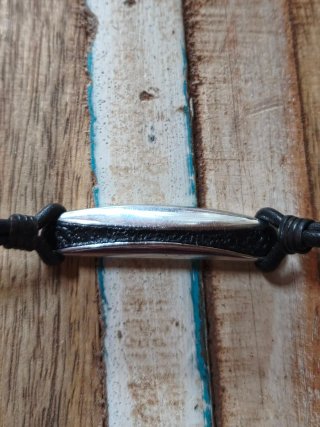 Fossil Bracciale Acciaio e Pelle Nera