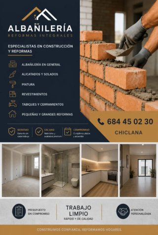 Albañil en chiclana trabajos de calidad