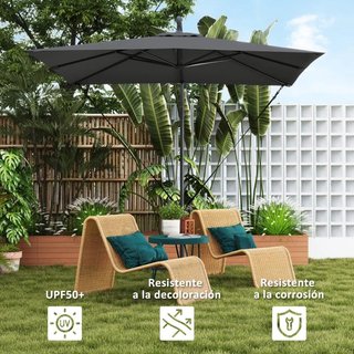 Parasol Excéntrico 247x247cm con Base Cruzada Gris
