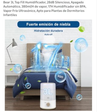 Humidificador Bear 3L Relleno Superior Ultra Silen