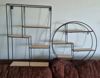 Estantería de pared metal y madera