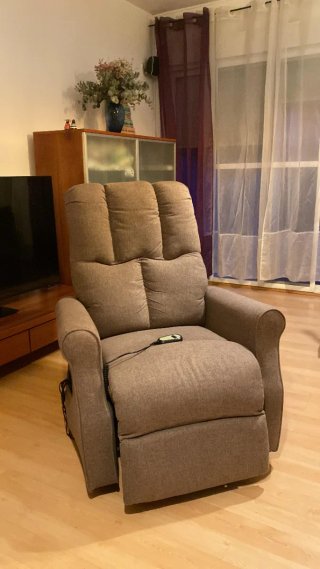 Sillón reclinable tela marrón