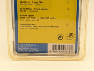 Cable Hama SCART a RCA 1.5m Nuevo Precintado