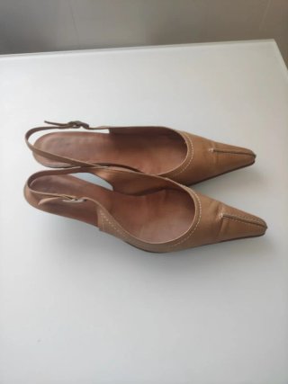 Zapatos Slingback Camel Mujer